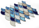 Fish Scale Blue Glossy Porcelain Mosaic Tile-Porcelain Mosaic-American Tile Depot