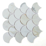 Fish Scale Calacatta Gold Honed Marble Mosaic Tile-Marble Mosaic-American Tile Depot