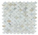 Fish Scale Calacatta Gold Honed Marble Mosaic Tile-Marble Mosaic-American Tile Depot