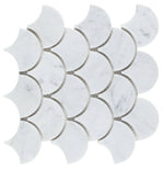 Fish Scale Carrara Polished Marble Mosaic Tile-Marble Mosaic-American Tile Depot