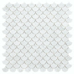 Fish Scale Carrara Polished Marble Mosaic Tile-Marble Mosaic-American Tile Depot