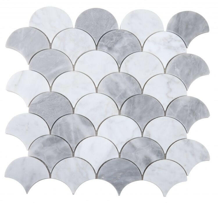 Fish Scale Dusk Polished Marble Mosaic Tile-Marble Mosaic-American Tile Depot