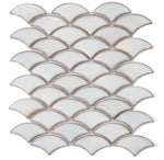 Fish Scale Fancy White Glossy Porcelain Mosaic Tile-Porcelain Mosaic-American Tile Depot