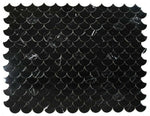 Fish Scale Marquina Polished Marble Mosaic Tile-Marble Mosaic-American Tile Depot