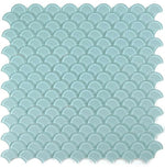 Fish Scale Mint Glossy Glass Mosaic Tile-Glass Mosaic-American Tile Depot