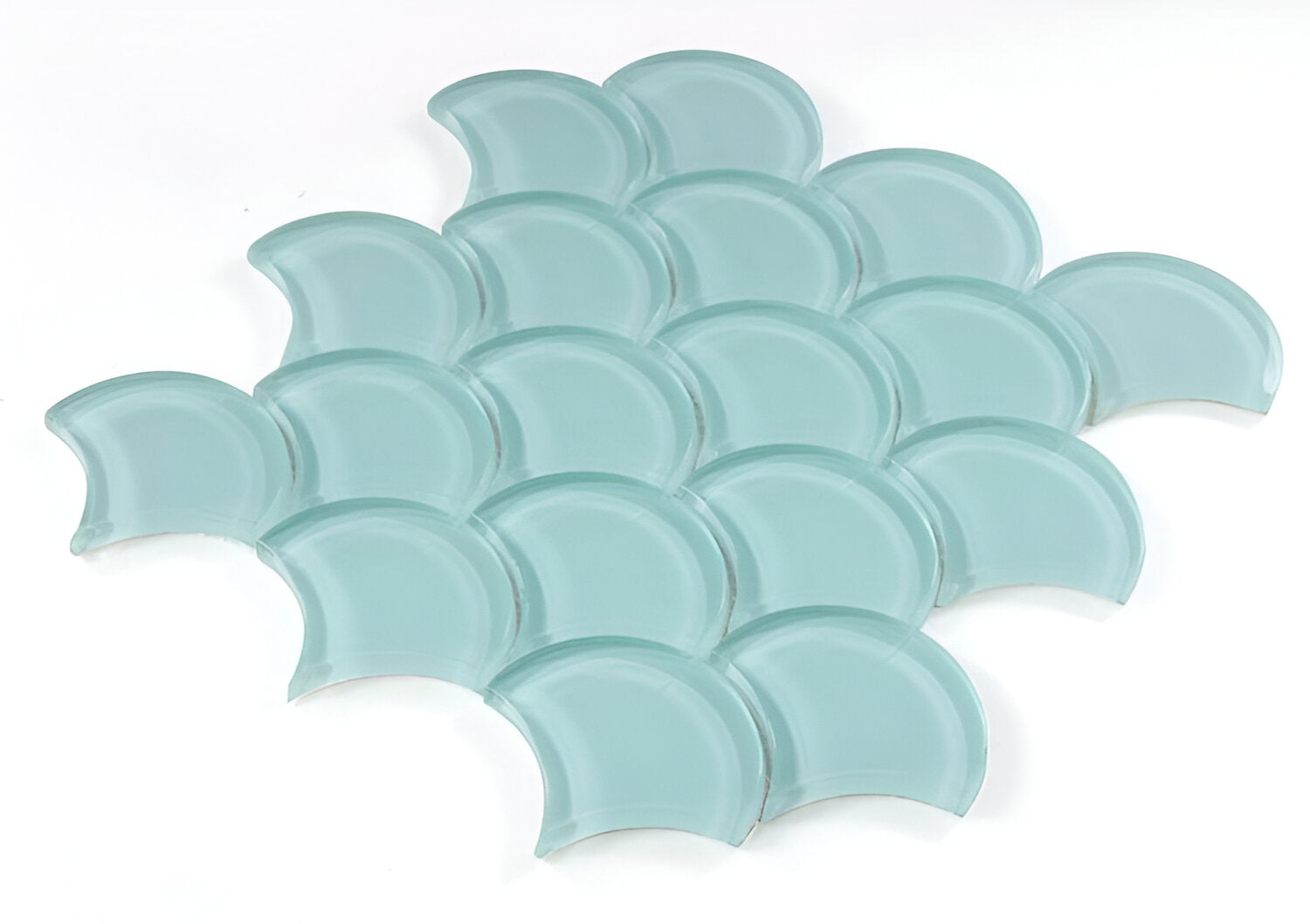 Fish Scale Mint Glossy Glass Mosaic Tile-Glass Mosaic-American Tile Depot