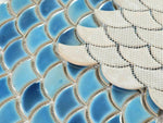 Fish Scale Navy Glossy Porcelain Mosaic Tile-Porcelain Mosaic-American Tile Depot