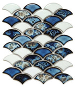 Fish Scale Ocean Glossy Porcelain Mosaic Tile-Porcelain Mosaic-American Tile Depot