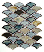 Fish Scale Olive Glossy Porcelain Mosaic Tile-Porcelain Mosaic-American Tile Depot