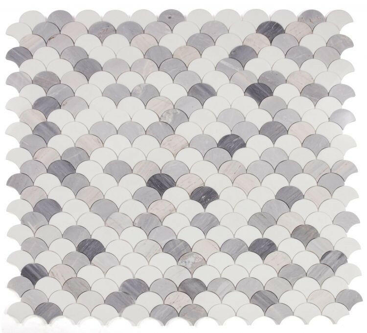 Fish Scale Palissandro Polished Marble Mosaic Tile-Marble Mosaic-American Tile Depot