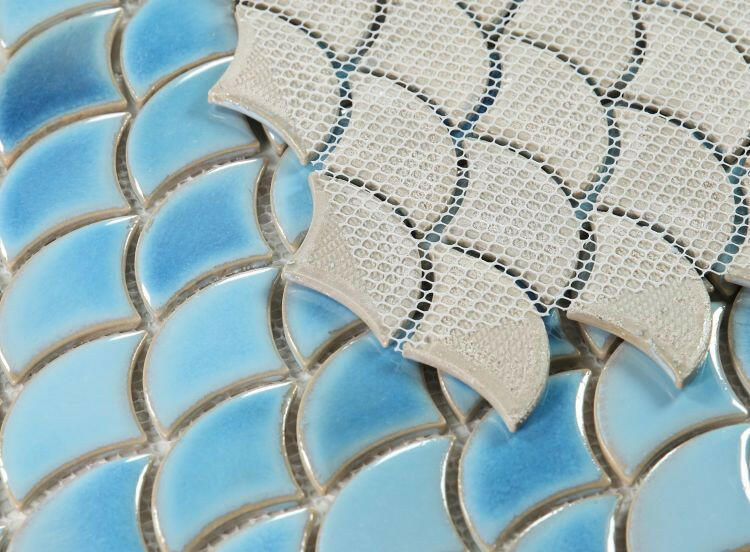 Fish Scale Sky Glossy Porcelain Mosaic Tile-Porcelain Mosaic-American Tile Depot