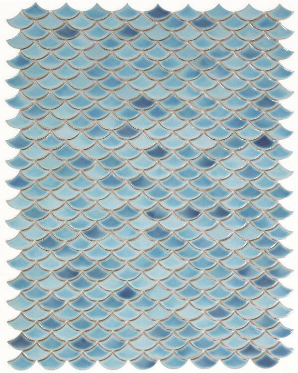 Fish Scale Sky Glossy Porcelain Mosaic Tile-Porcelain Mosaic-American Tile Depot