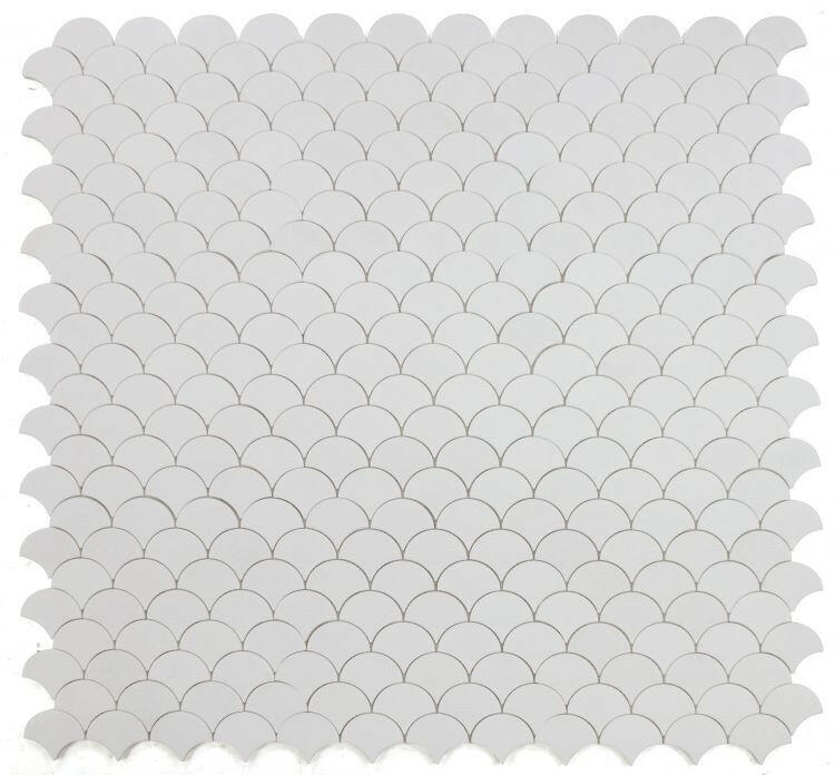 Fish Scale Thassos Polished Marble Mosaic Tile-Marble Mosaic-American Tile Depot