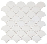 Fish Scale Thassos Polished Marble Mosaic Tile-Marble Mosaic-American Tile Depot