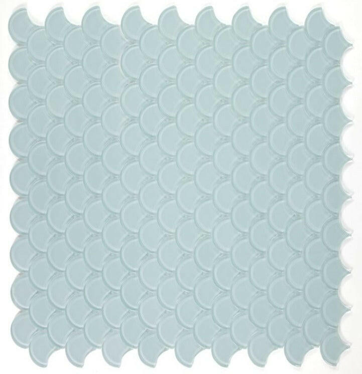 Fish Scale Turquoise Glossy Glass Mosaic Tile-Glass Mosaic-American Tile Depot