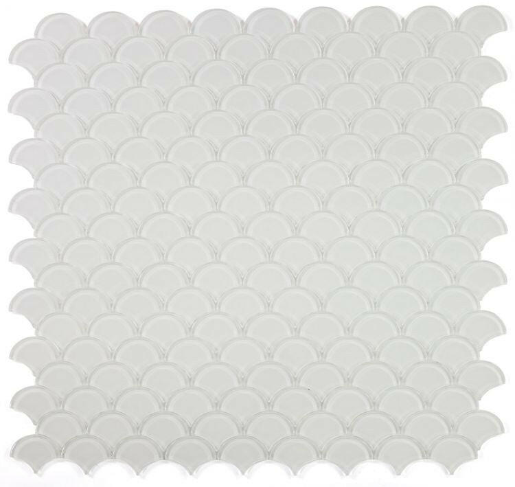 Fish Scale White Glass Glossy Glass Mosaic Tile-Glass Mosaic-American Tile Depot