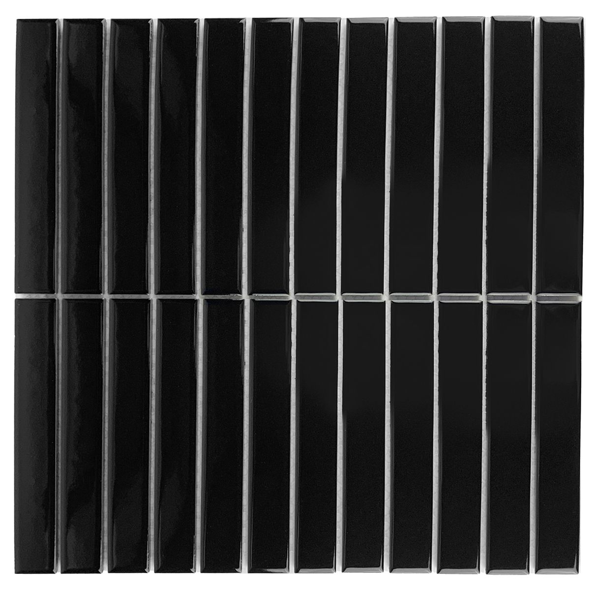 Gio Black Glossy 1" X 6" Stacked Linear Porcelain Mosaic Tile-Porcelain Mosaic-American Tile Depot