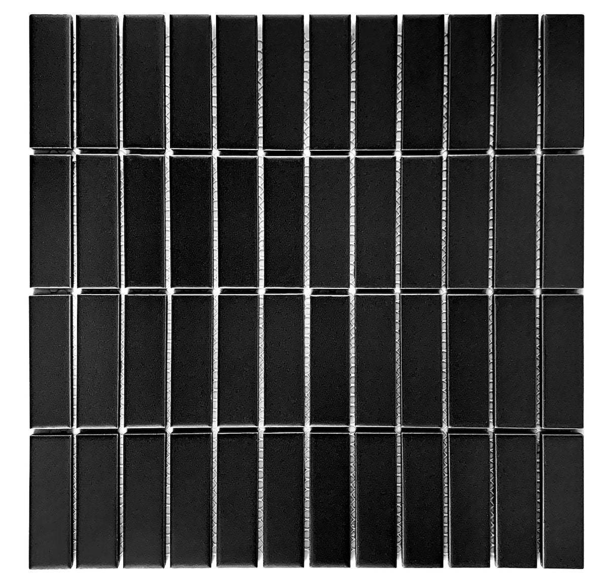 Gio Black Matte 1" X 3" Stacked Linear Porcelain Mosaic Tile-Porcelain Mosaic-American Tile Depot