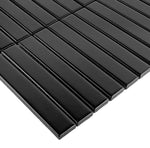 Gio Black Matte 1" X 6" Stacked Linear Porcelain Mosaic Tile-Porcelain Mosaic-American Tile Depot