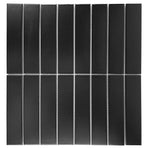 Gio Black Matte 1.25" X 6" Stacked Linear Porcelain Mosaic Tile-Porcelain Mosaic-American Tile Depot