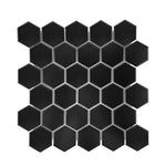 Gio Black Matte 2" Hexagon Porcelain Mosaic Tile-Porcelain Mosaic-American Tile Depot