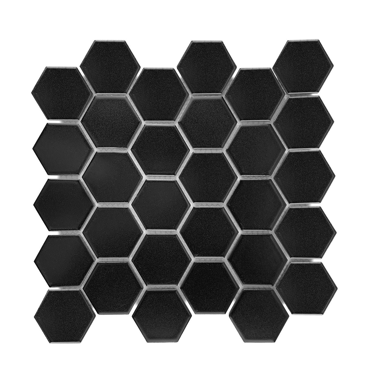 Gio Black Matte 2" Hexagon Porcelain Mosaic Tile-Porcelain Mosaic-American Tile Depot