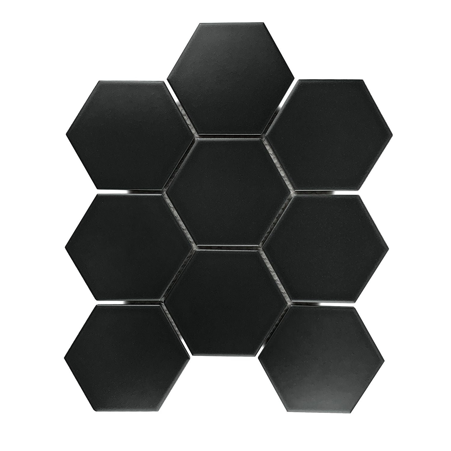 Gio Black Matte 4" Hexagon Porcelain Mosaic Tile-Porcelain Mosaic-American Tile Depot