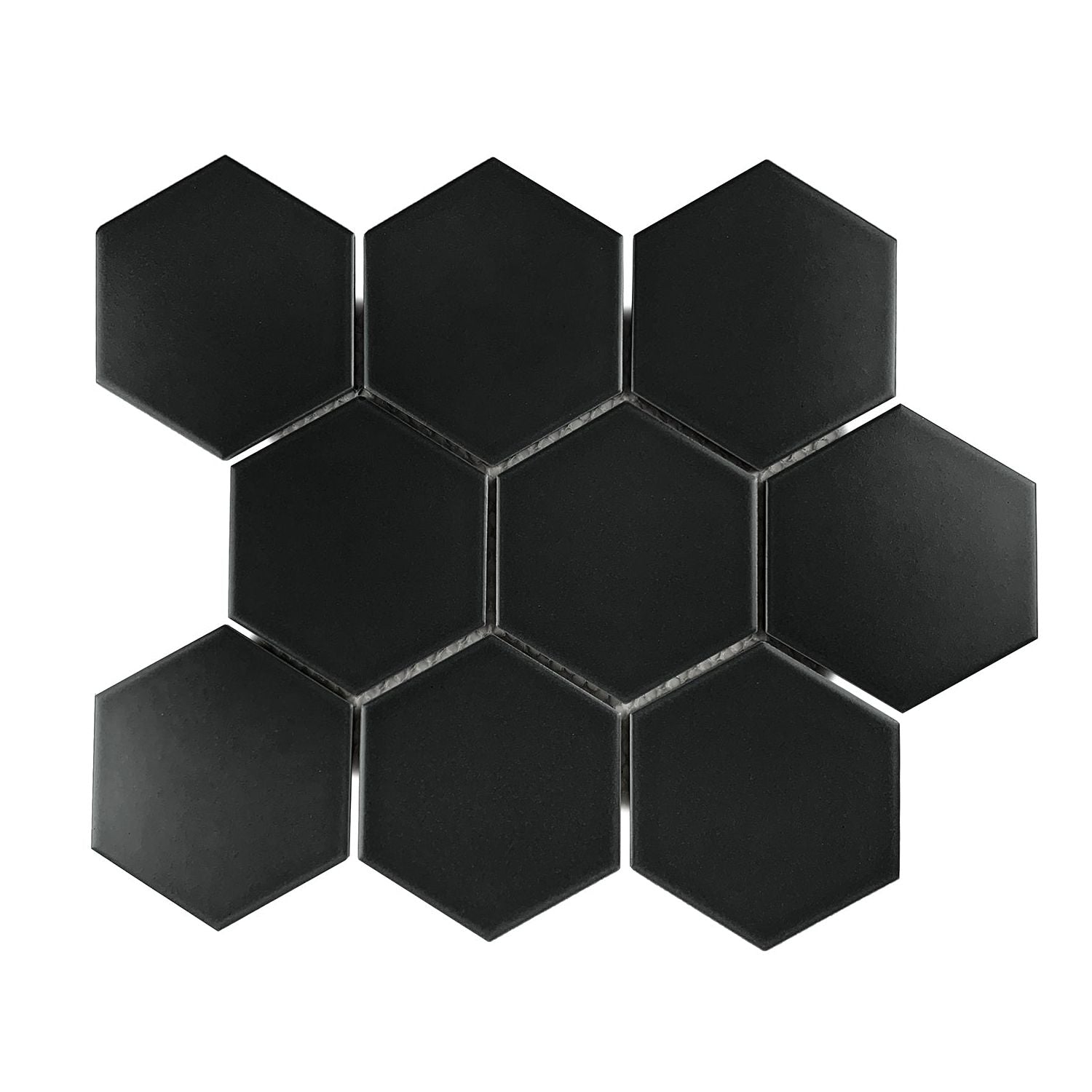 Gio Black Matte 4" Hexagon Porcelain Mosaic Tile-Porcelain Mosaic-American Tile Depot