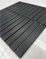 Gio Charcoal Black Matte 1" X 6" Stacked Linear Non-Slip Porcelain Mosaic Tile-Porcelain Mosaic-American Tile Depot