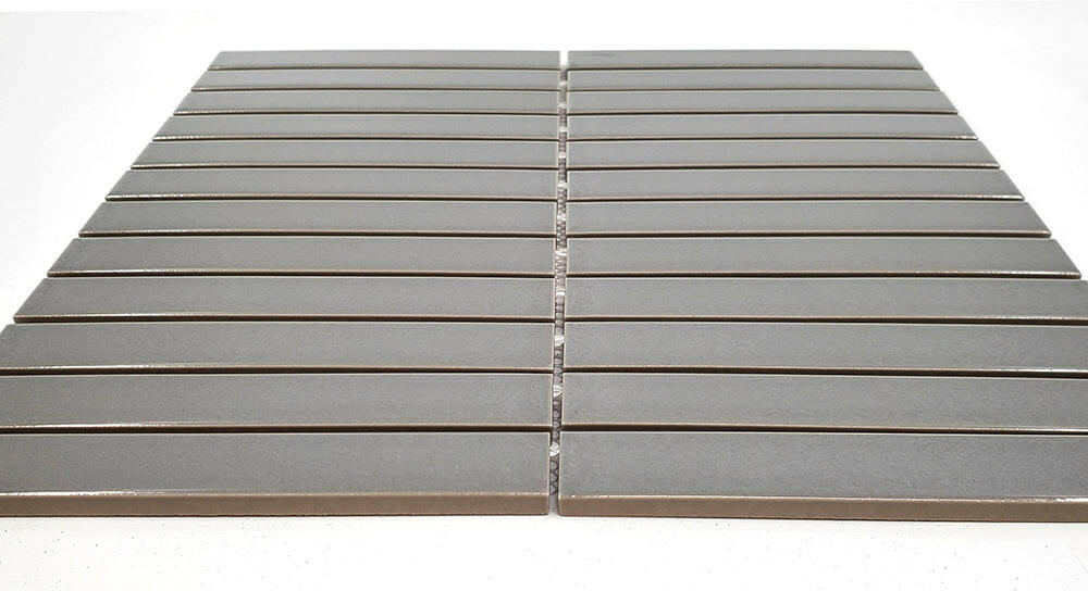 Gio Gray Glossy 1" X 6" Stacked Linear Porcelain Mosaic Tile-Porcelain Mosaic-American Tile Depot