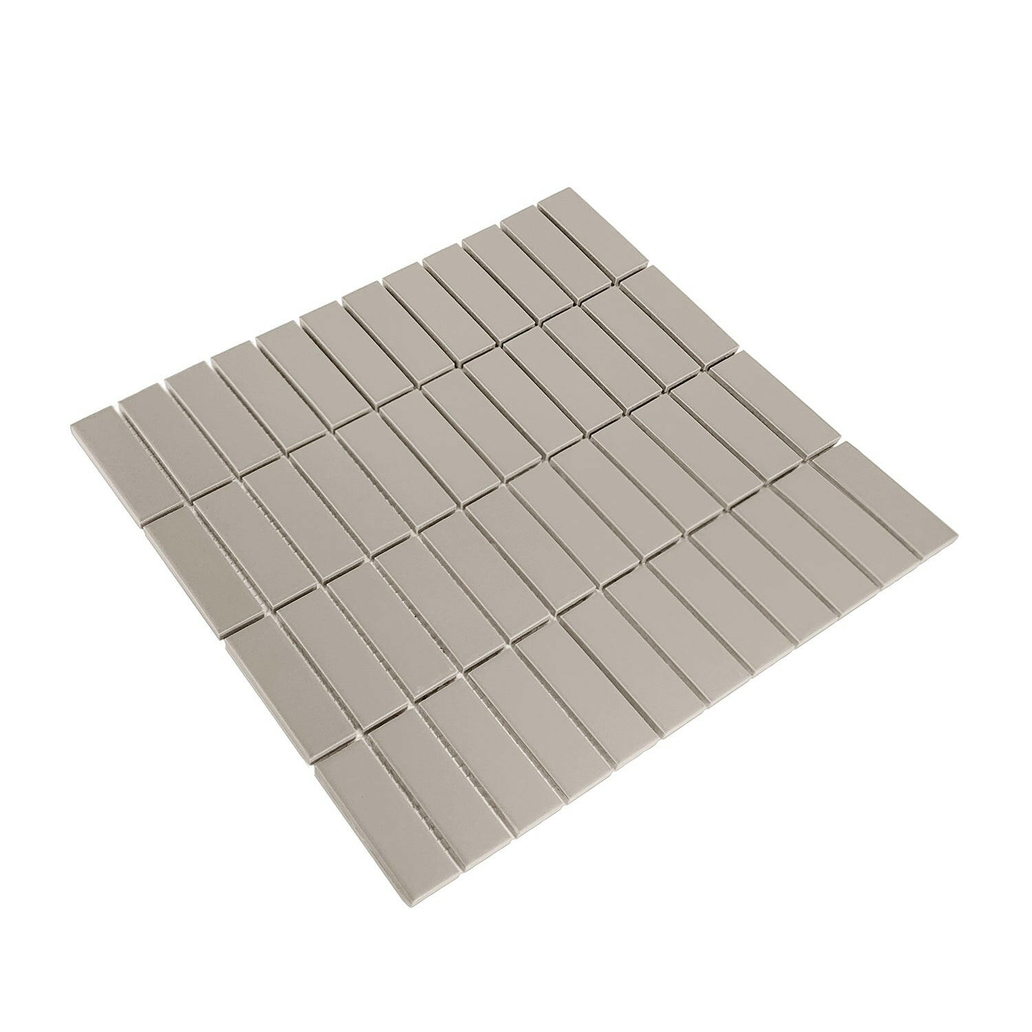 Gio Taupe Matte 1" X 3" Stacked Linear Porcelain Mosaic Tile-Porcelain Mosaic-American Tile Depot