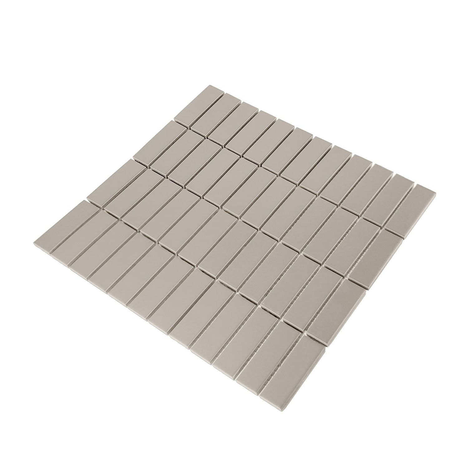 Gio Taupe Matte 1" X 3" Stacked Linear Porcelain Mosaic Tile-Porcelain Mosaic-American Tile Depot