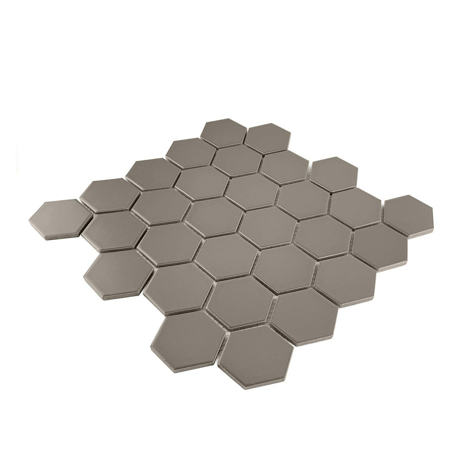 Gio Taupe Matte 2" Hexagon Porcelain Mosaic Tile-Porcelain Mosaic-American Tile Depot