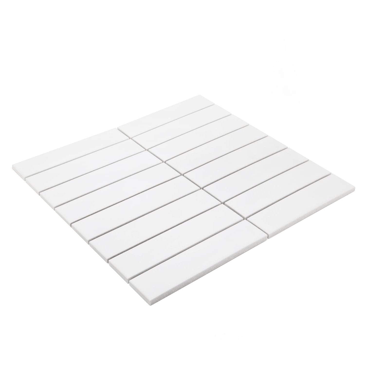 Gio White Glossy 1.25" X 6" Stacked Linear Porcelain Mosaic Tile-Porcelain Mosaic-American Tile Depot