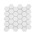 Gio White Glossy 2" Hexagon Porcelain Mosaic Tile-Porcelain Mosaic-American Tile Depot