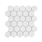 Gio White Glossy 2" Hexagon Porcelain Mosaic Tile-Porcelain Mosaic-American Tile Depot