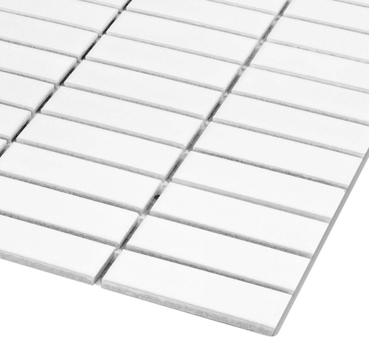 Gio White Matte 1" X 3" Stacked Linear Porcelain Mosaic Tile-Porcelain Mosaic-American Tile Depot