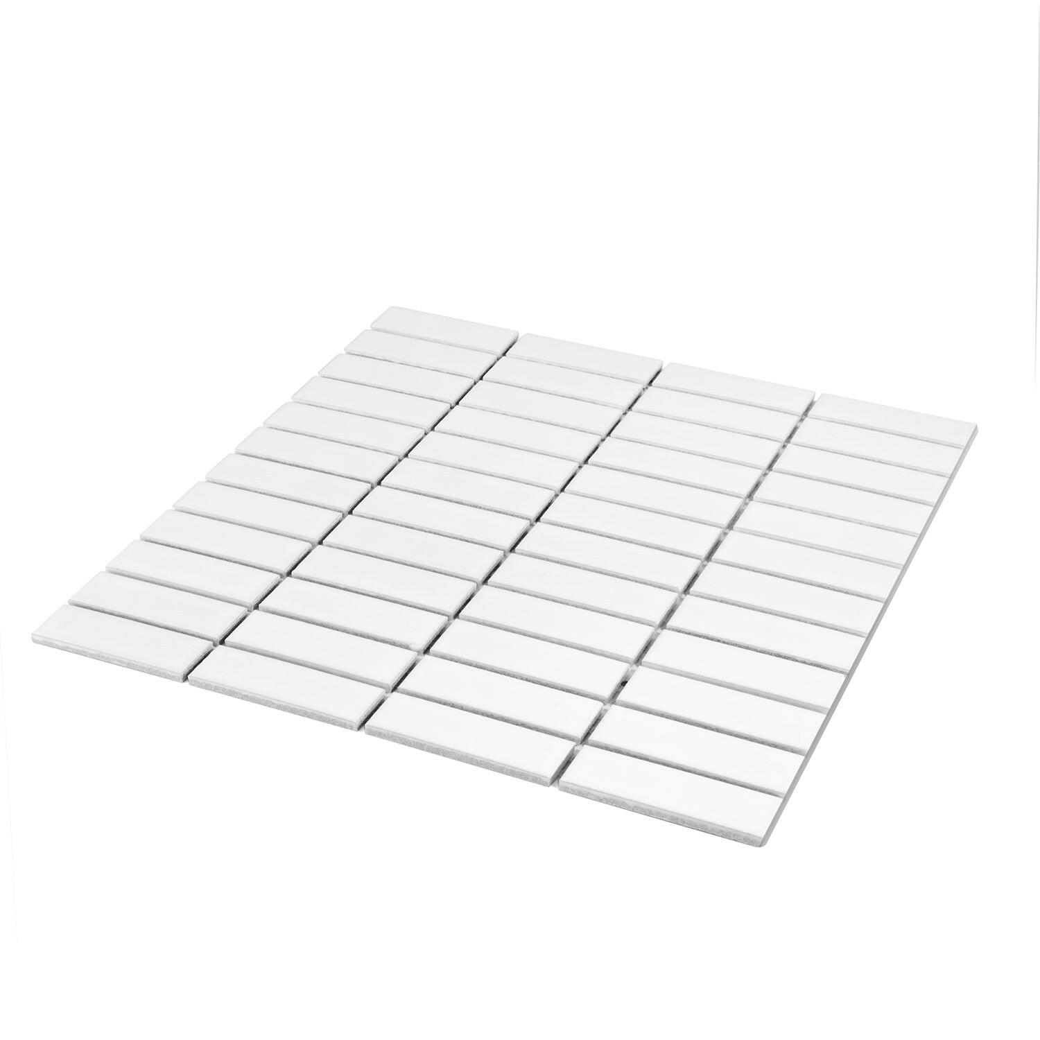 Gio White Matte 1" X 3" Stacked Linear Porcelain Mosaic Tile-Porcelain Mosaic-American Tile Depot