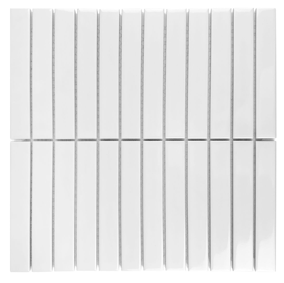 Gio White Matte 1" X 6" Stacked Linear Porcelain Mosaic Tile-Porcelain Mosaic-American Tile Depot