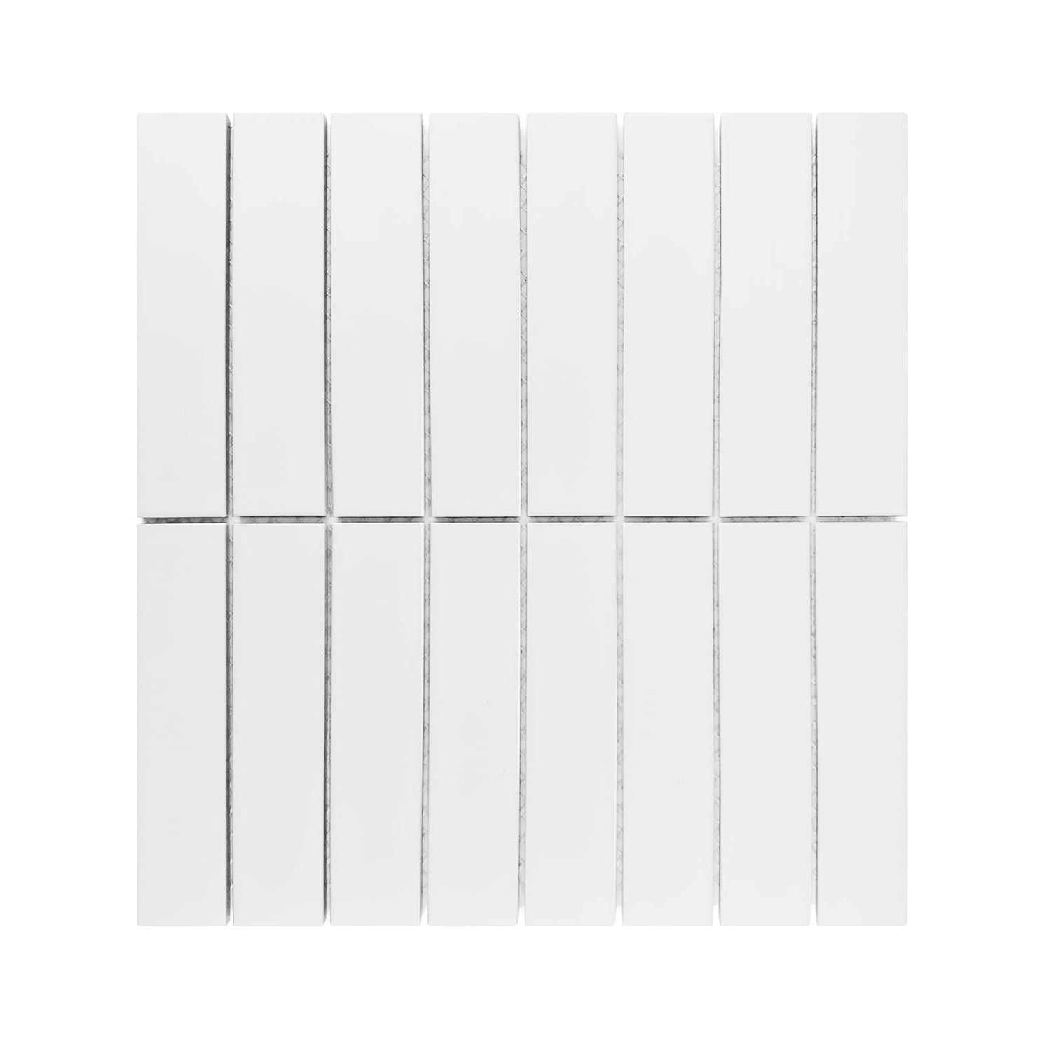 Gio White Matte 1.25" X 6" Stacked Linear Porcelain Mosaic Tile-Porcelain Mosaic-American Tile Depot