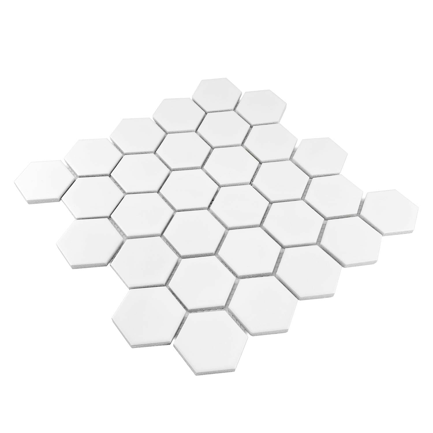 Gio White Matte 2" Hexagon Porcelain Mosaic Tile-Porcelain Mosaic-American Tile Depot