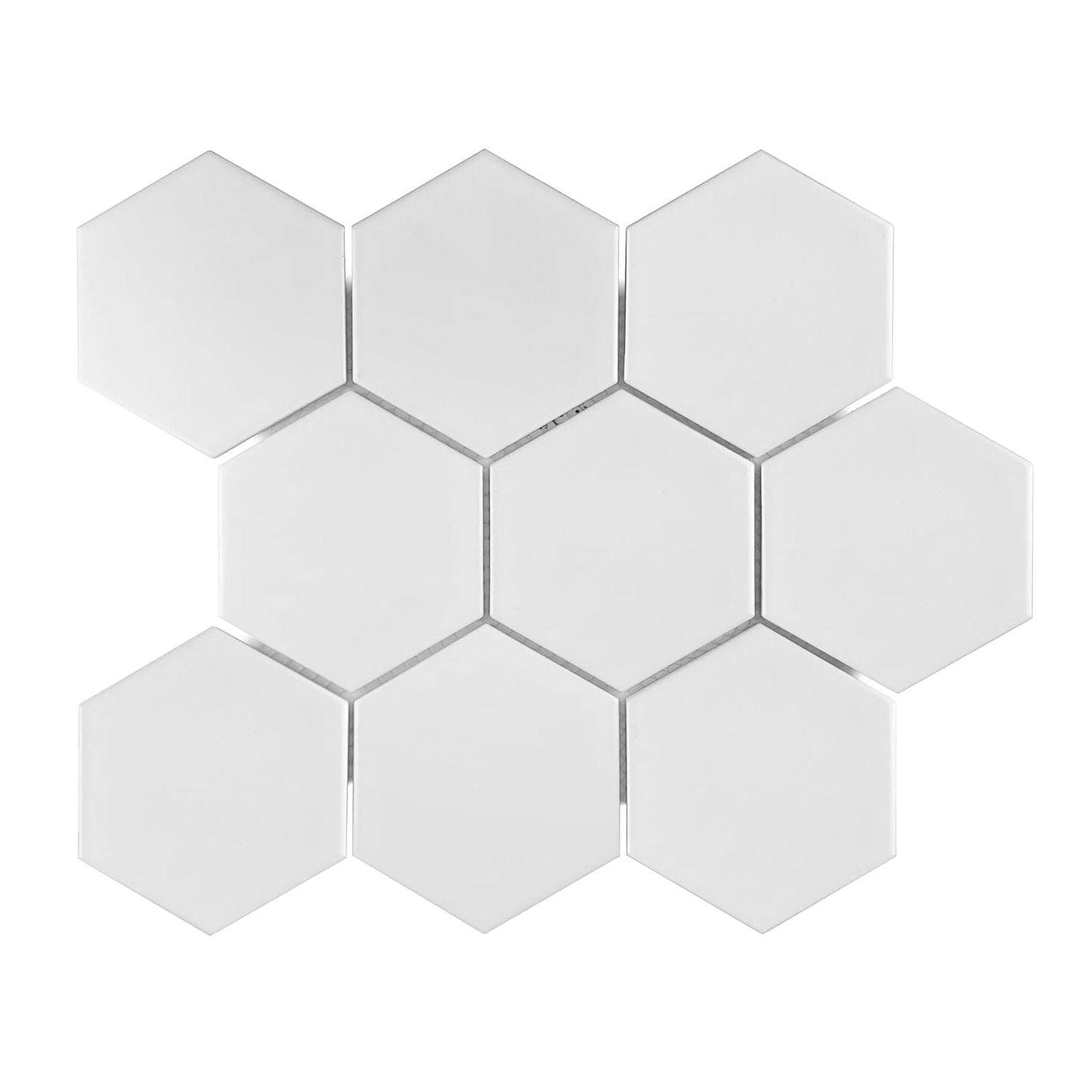 Gio White Matte 4" Hexagon Porcelain Mosaic Tile-Porcelain Mosaic-American Tile Depot