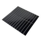 Gio Black Glossy 1" X 6" Stacked Linear Porcelain Mosaic Tile