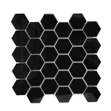 Gio Black Glossy 2" Hexagon Porcelain Mosaic Tile