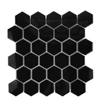 Gio Black Glossy 2" Hexagon Porcelain Mosaic Tile-Porcelain Mosaic-American Tile Depot