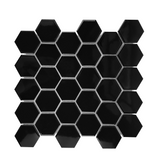 Gio Black Glossy 2" Hexagon Porcelain Mosaic Tile