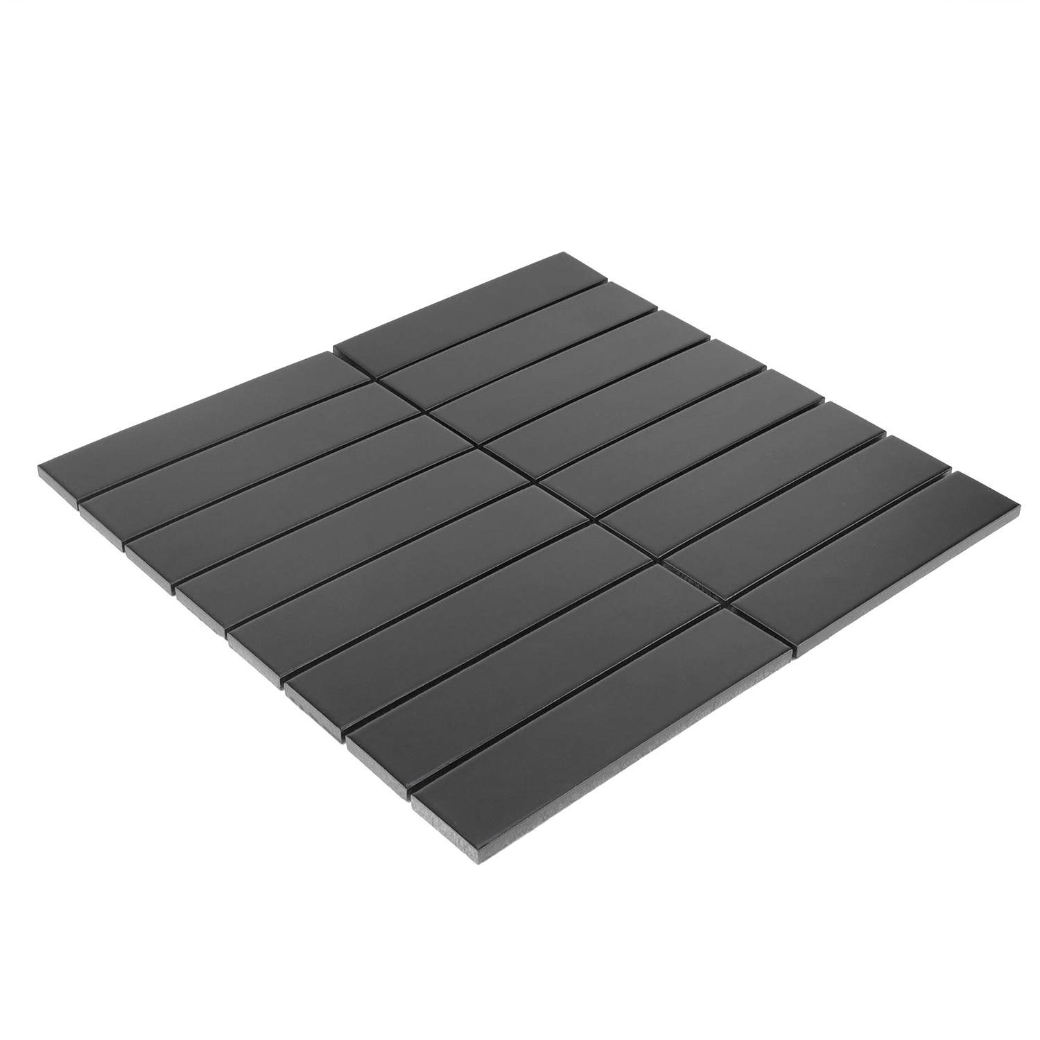 Gio Black Matte 1.25" X 6" Stacked Linear Porcelain Mosaic Tile-Porcelain Mosaic-American Tile Depot