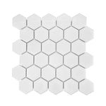 Gio White Glossy 2" Hexagon Porcelain Mosaic Tile