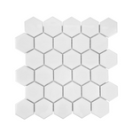 Gio White Glossy 2" Hexagon Porcelain Mosaic Tile-Porcelain Mosaic-American Tile Depot