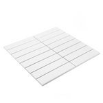 Gio White Matte 1.25" X 6" Stacked Linear Porcelain Mosaic Tile-Porcelain Mosaic-American Tile Depot